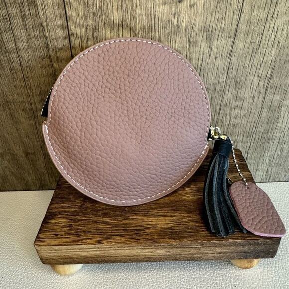 Round Coin Purse Leather Wallet Key Holder Purse Charm New FAST SHIP - Picture 1 of 4